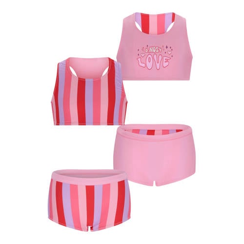 B.Nosy reversible halter bikini roze/lila/rood Meisjes Polyester Meerkleurig