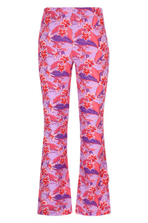 flared gebloemde legging lila