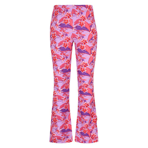 B.Nosy flared gebloemde legging lila Broek Paars Meisjes Polyester Bloemen - maat 116 afbeelding