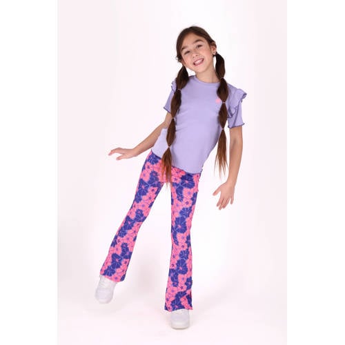 B.Nosy regular waist flared broek roze met textuur Blauw Meisjes Polyester - maat 98 afbeelding