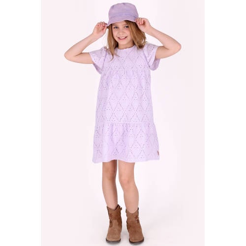 B.Nosy A-lijn jurk broderie lila Paars Meisjes Polyester Ronde hals Effen - maat 146/152 afbeelding