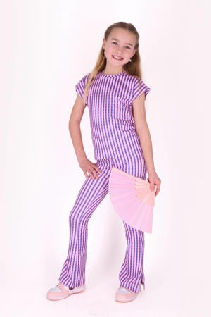 gestreepte T-shirt roze met textuur