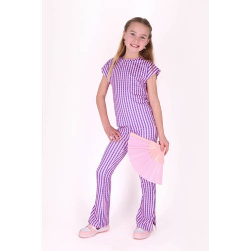 B.Nosy gestreepte T-shirt roze met textuur Meisjes Polyester Ronde hals - maat 122/128 afbeelding