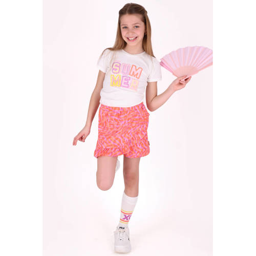 B.Nosy T-shirt met backprint wit Meisjes Stretchkatoen Ronde hals Printopdruk - maat 122/128 afbeelding