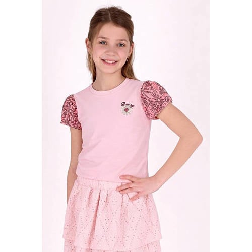 B.Nosy T-shirt roze Meisjes Stretchkatoen Ronde hals All over print - maat 122/128 afbeelding