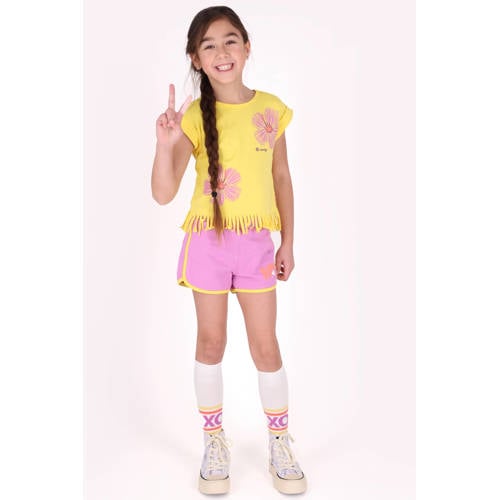 B.Nosy T-shirt geel Meisjes Stretchkatoen Ronde hals Printopdruk - maat 122/128 afbeelding