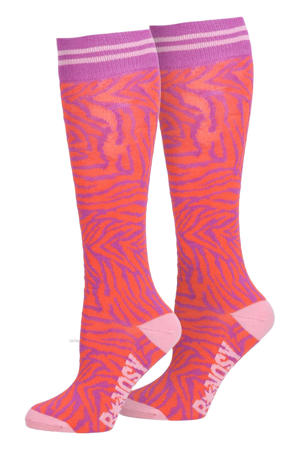 kniekousen met dierenprint roze/lila