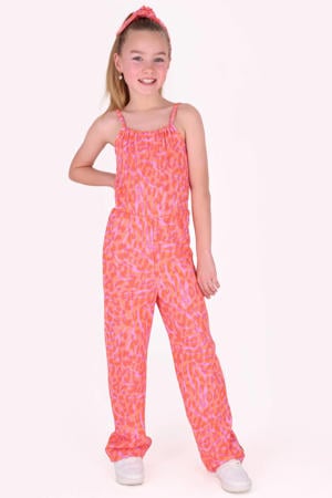 jumpsuit roze met panterprint
