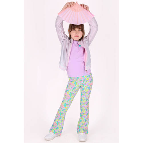 B.Nosy slim gebloemde legging lila Broek Paars Meisjes Polyester Bloemen - maat 152 afbeelding