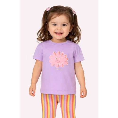 B.Nosy T-shirt lila Paars Meisjes Stretchkatoen Ronde hals Printopdruk - maat 74 afbeelding