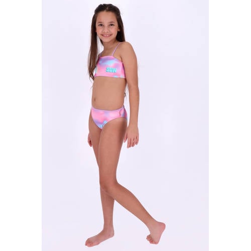 B.Nosy one shoulder bikini roze Meisjes Polyester All over print - maat 134/140 afbeelding