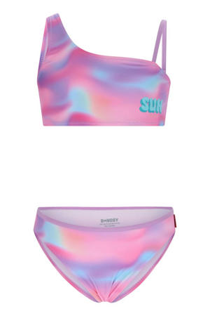 one shoulder bikini roze