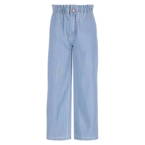 B.Nosy Patricia gestreepte straight leg jeans light blue denim Blauw Streep - maat 122 afbeelding
