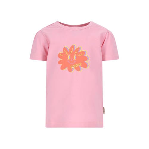 B.Nosy T-shirt roze Meisjes Stretchkatoen Ronde hals Printopdruk - maat 74 afbeelding