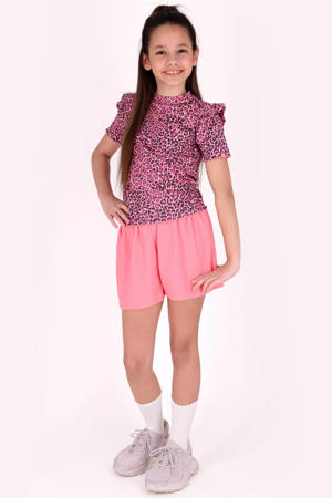T-shirt met panterprint roze