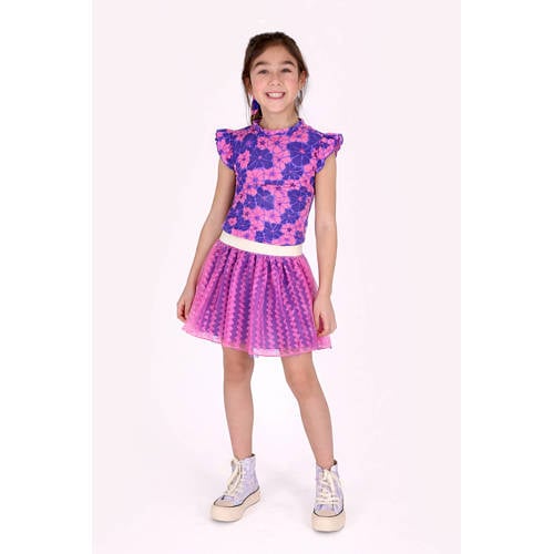 B.Nosy roze met textuur Top Blauw Meisjes Katoen Ronde hals All over print - maat 146/152 afbeelding