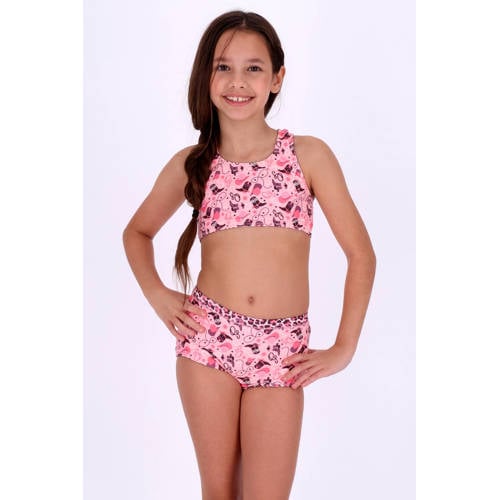 B.Nosy reversible halterbikini paars/lichtroze Meisjes Polyester All over print - maat 158/164 afbeelding