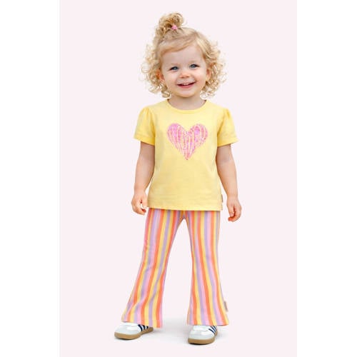 B.Nosy T-shirt geel Meisjes Stretchkatoen Ronde hals Printopdruk - maat 92 afbeelding