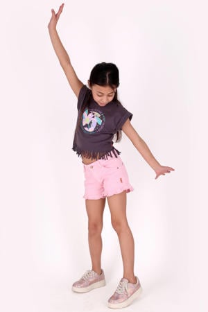 denim slim short roze