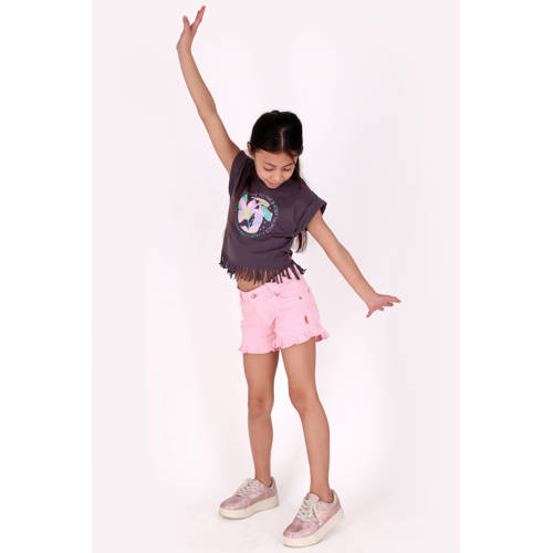 B.Nosy denim slim short roze Korte broek Meisjes Stretchdenim Effen - maat 122/128 afbeelding