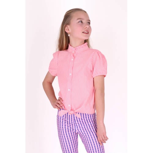 B.Nosy gestreepte blouse roze Meisjes Katoen Opstaande kraag Streep - maat 134/140 afbeelding