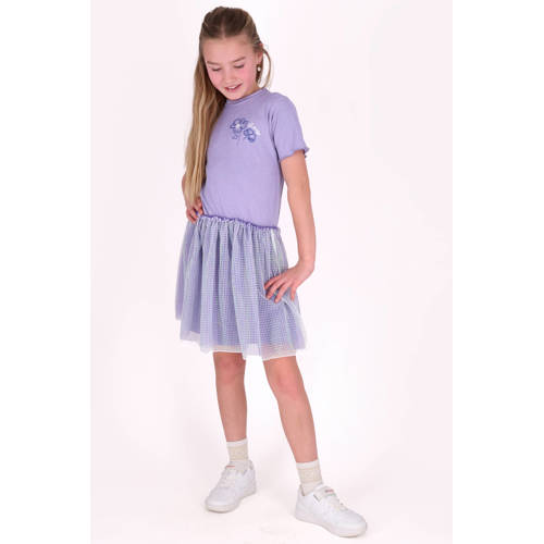 B.Nosy mesh midi jurk met stippen lila Paars Printopdruk - maat 158/164 afbeelding