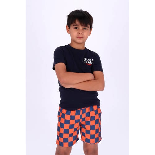 B.Nosy zwemshort oranje/blauw Jongens Polyester Ruit - maat 104 afbeelding