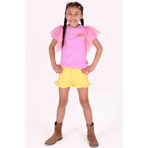 B.Nosy T-shirt fuchsia Roze Meisjes Stretchkatoen Ronde hals Printopdruk - maat 134/140 afbeelding