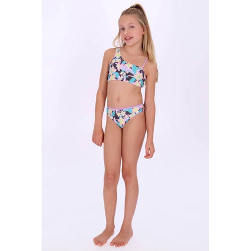 B.Nosy one shoulder bikini lila Paars Meisjes Polyester Bloemen - maat 134/140 afbeelding