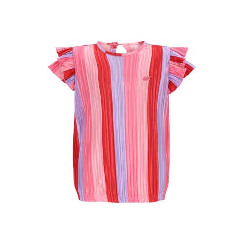 B.Nosy gestreepte blousetop roze Meisjes Polyester Ronde hals Streep - maat 104 afbeelding