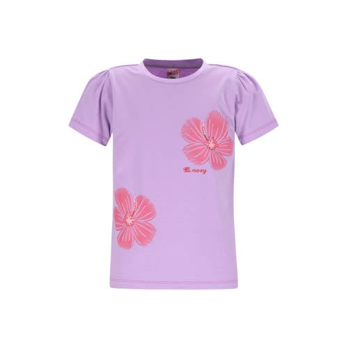 B.Nosy T-shirt paars Meisjes Stretchkatoen Ronde hals Printopdruk - maat 146/152 afbeelding