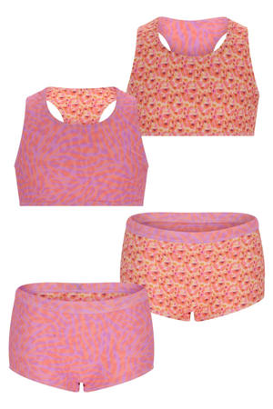 reversible halterbikini roze/oranje