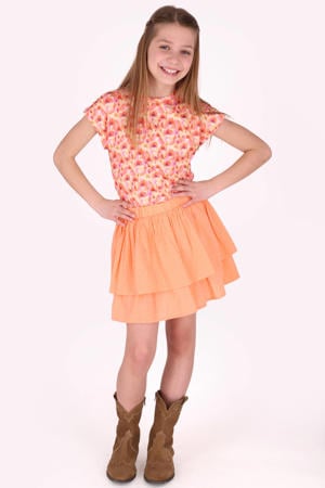 gebloemde blousetop oranje