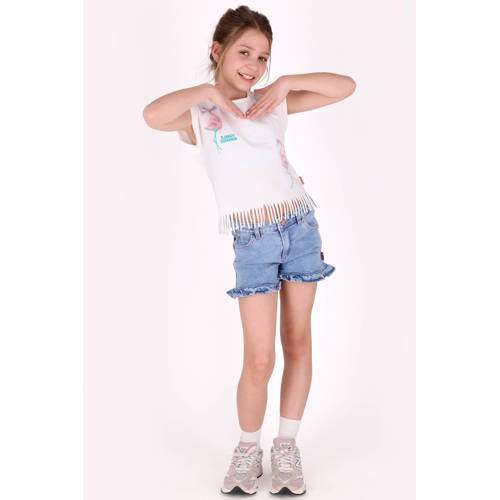 B.Nosy denim slim short light blue denim Korte broek Blauw Meisjes Stretchdenim - maat 116 afbeelding