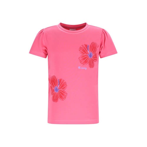 B.Nosy T-shirt roze Meisjes Stretchkatoen Ronde hals Printopdruk - maat 104 afbeelding