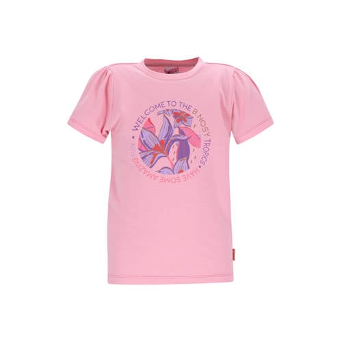 B.Nosy T-shirt roze Meisjes Stretchkatoen Ronde hals Printopdruk - maat 98 afbeelding