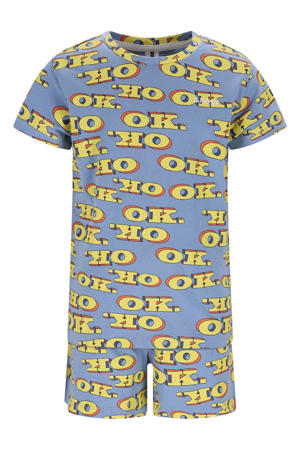 shortama lichtblauw/geel