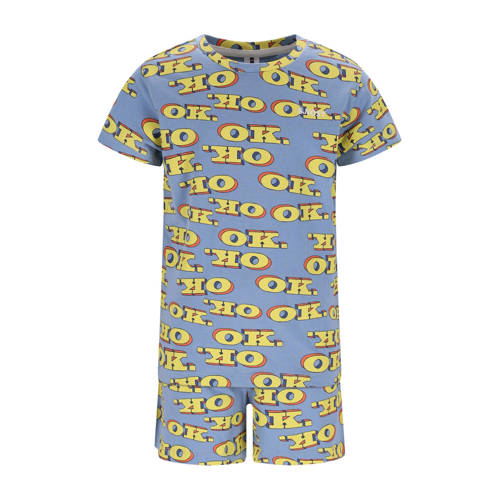 B.Nosy shortama lichtblauw/geel Jongens Katoen Ronde hals All over print