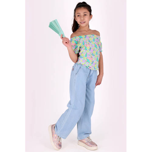 B.Nosy gebloemde off shoulder top lila Paars Bloemen - maat 116 afbeelding
