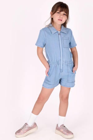 gestreepte playsuit light blue denim