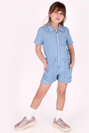 gestreepte playsuit light blue denim