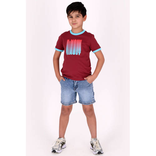 B.Nosy T-shirt donkerrood Jongens Katoen Ronde hals Printopdruk - maat 122/128 afbeelding