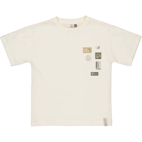LEVV Little T-shirt ecru Jongens Katoen Ronde hals Printopdruk - maat 134 afbeelding