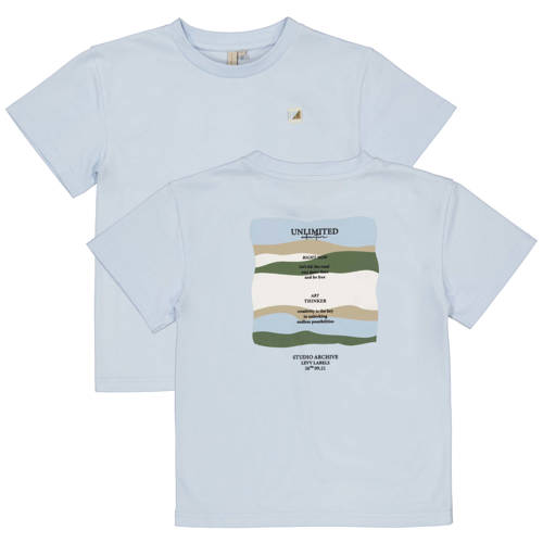 LEVV Little T-shirt met backprint lichtblauw Jongens Katoen Ronde hals - maat 128 afbeelding