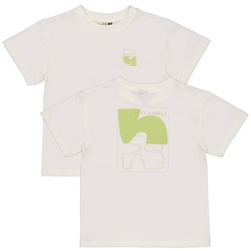 LEVV Little T-shirt met backprint wit Jongens Stretchkatoen Ronde hals - maat 92 afbeelding
