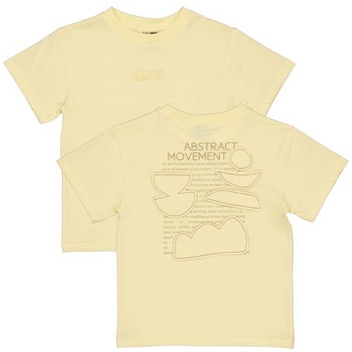 LEVV Little T-shirt met backprint lichtgeel Jongens Stretchkatoen Ronde hals - maat 128 afbeelding