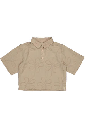 gebloemde blouse bruin