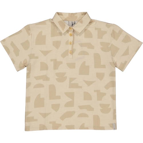LEVV Little polo zand Beige Jongens Viscose Reverskraag All over print - maat 86 afbeelding