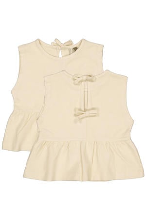 mouwloze top beige