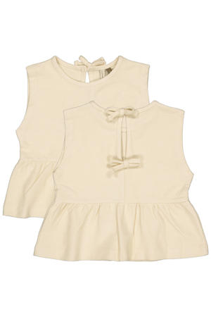 mouwloze top beige